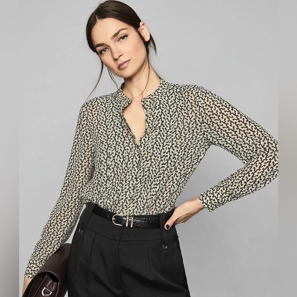 Reiss Tops - Reiss Lea Desert Trail Print Shirt Women’s Size 8